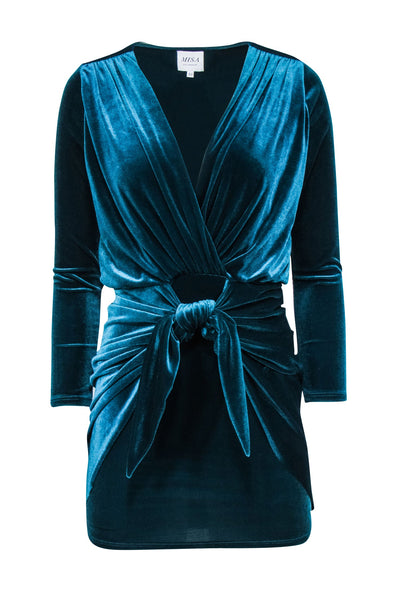 Current Boutique-MISA Los Angeles - Teal Green Velvet "Ophelie" Sheath Dress Sz XS