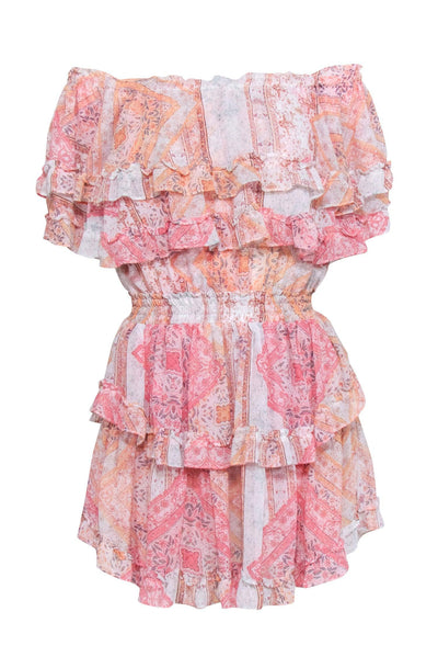 Current Boutique-MISA Los Angeles - Orange, Pink, & Multi Color Print Tiered Dress Sz M