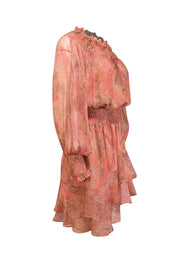 Current Boutique-MISA Los Angeles - Pink, Cream, & Light Brown Paisley Print Tiered Dress Sz S