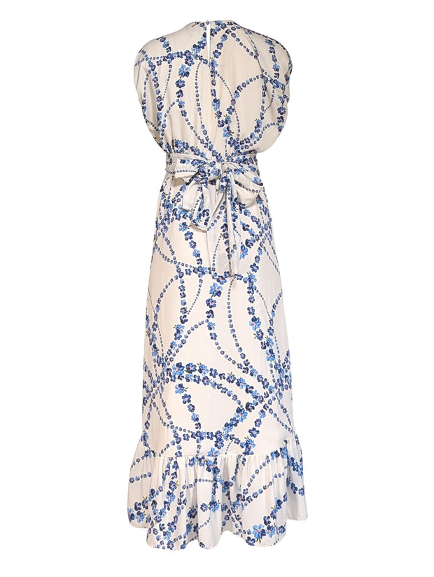 Current Boutique-MISA Los Angeles - White w/ Blue & Pink Floral Print Dress Sz XS