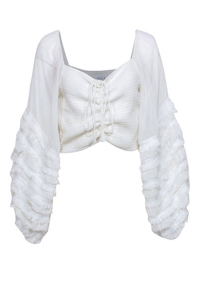 Current Boutique-MISA Los Angeles - White Smocked Off The Shoulder Top Sz M