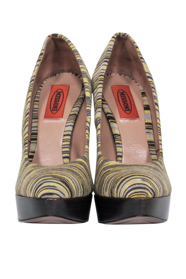 Current Boutique-Missoni - 90s Multi-Color Canvas Stripes Platform Pumps Sz 8