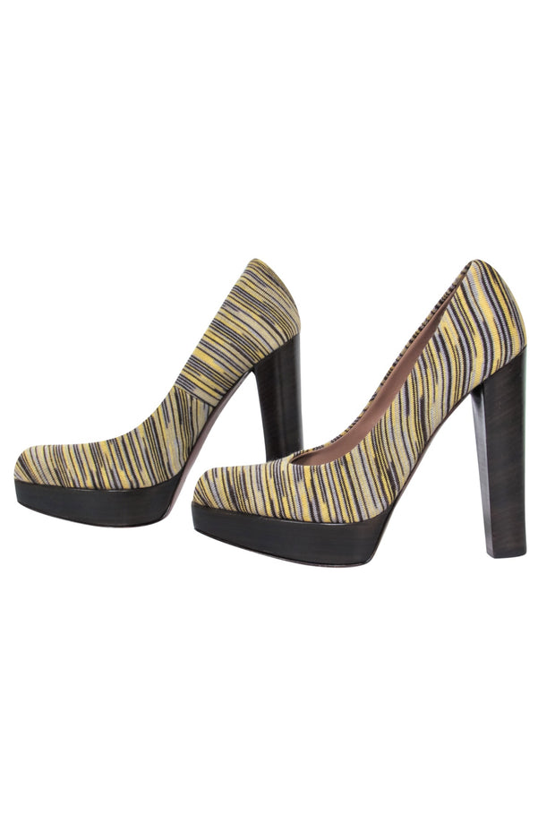 Current Boutique-Missoni - 90s Multi-Color Canvas Stripes Platform Pumps Sz 8