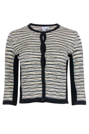 Current Boutique-Missoni - Black w/ Green & Yellow Stripe Print Wool Blend Cardigan Sz 4