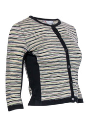 Current Boutique-Missoni - Black w/ Green & Yellow Stripe Print Wool Blend Cardigan Sz 4