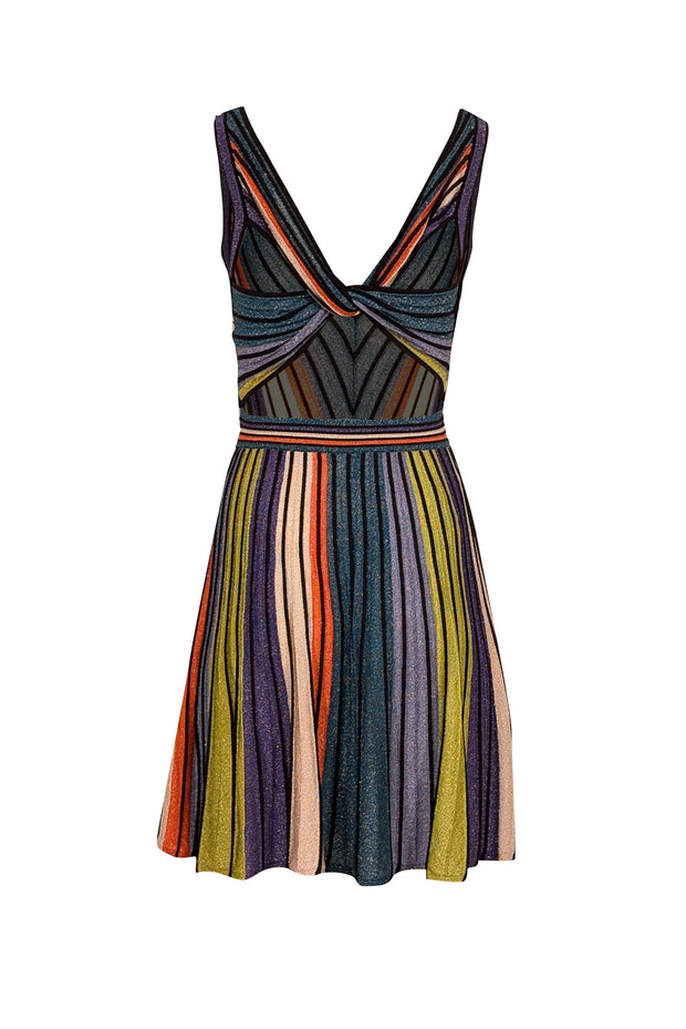 Current Boutique-Missoni - Blue, Green, Orange, Black, & White Metallic Knit Dress Sz 2