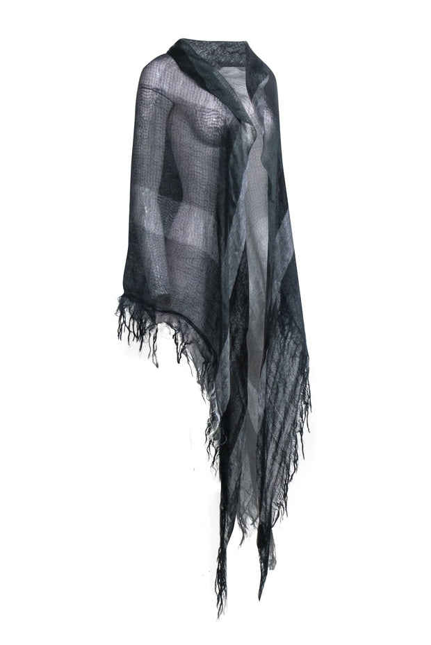 Current Boutique-Missoni - Black & Grey Plaid Shawl Scarf