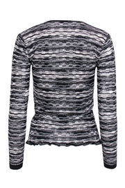 Current Boutique-Missoni - Black w/ Grey & White Textured Stripe Long Sleeve Top Sz S