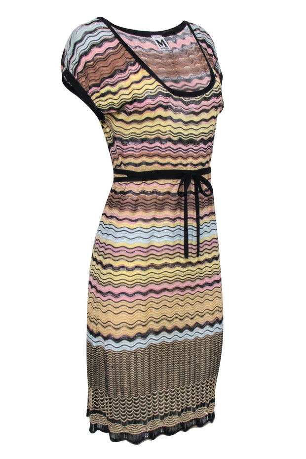 Current Boutique-Missoni - Beige, Brown, & Black Wavy Chevron Knit Dress Sz 8