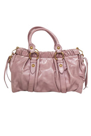 Current Boutique-Miu Miu - Beige Leather Gathered Satchel Bag