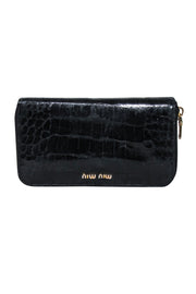 Current Boutique-Miu Miu - Black Croc-Embossed Leather Long Wallet