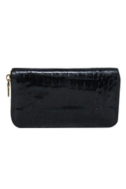 Current Boutique-Miu Miu - Black Croc-Embossed Leather Long Wallet