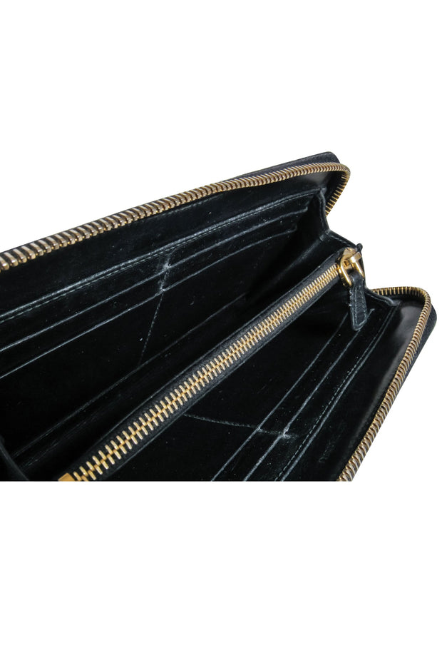 Current Boutique-Miu Miu - Black Croc-Embossed Leather Long Wallet