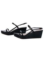 Current Boutique-Miu Miu - Black Patent Leather Platform Wedge Sandals Sz 9.5