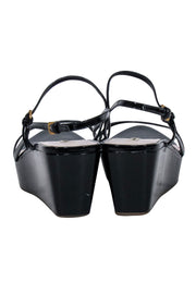 Current Boutique-Miu Miu - Black Patent Leather Platform Wedge Sandals Sz 9.5
