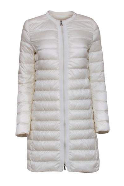 Current Boutique-Moncler - Cream Lightweight Long Puffer Jacket Sz 1