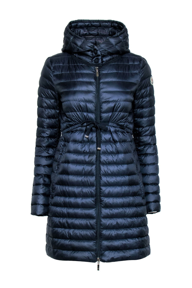 Current Boutique-Moncler - Navy Long Puffer Jacket w/ Hood Sz 1