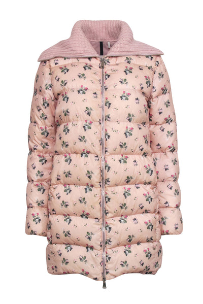 Current Boutique-Moncler - Light Pink Floral Print Puffer Coat Sz S