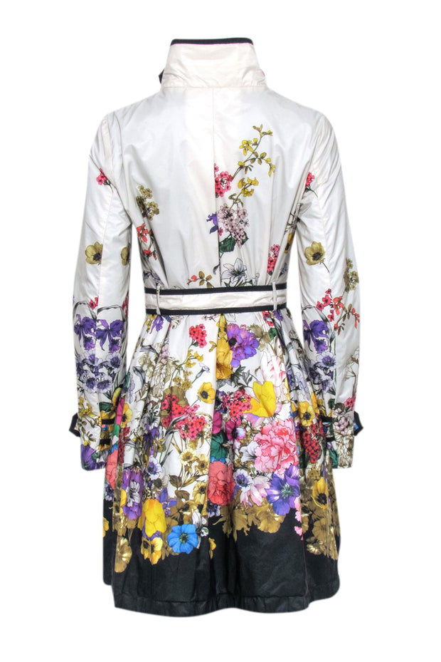 Current Boutique-Moncler - Ivory w/ Multi Color Floral Snap Button Front Jacket Sz S