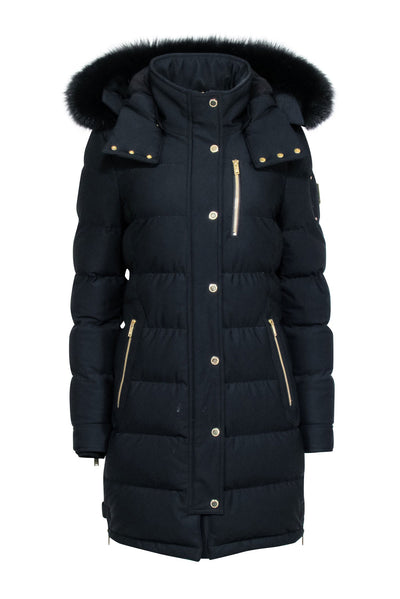 Current Boutique-Moose Knuckles - Black Long Puffer Coat Sz S