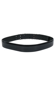 Current Boutique-Moschino - Black Patent Leather Belt w/ Lettering Logo Sz 12