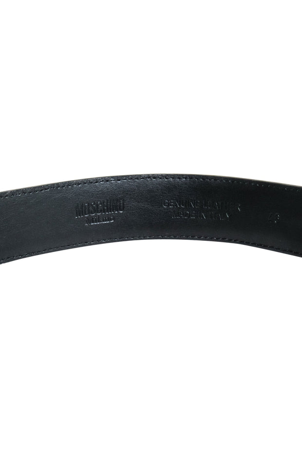 Current Boutique-Moschino - Black Patent Leather Belt w/ Lettering Logo Sz 12