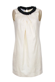 Current Boutique-Moschino Cheap & Chic - Ivory Sleeveless Swing Dress w/ Black Beaded Collar Sz 8