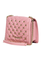 Current Boutique-Love Moschino - Pink Faux Leather Heart Stud Crossbody Bag