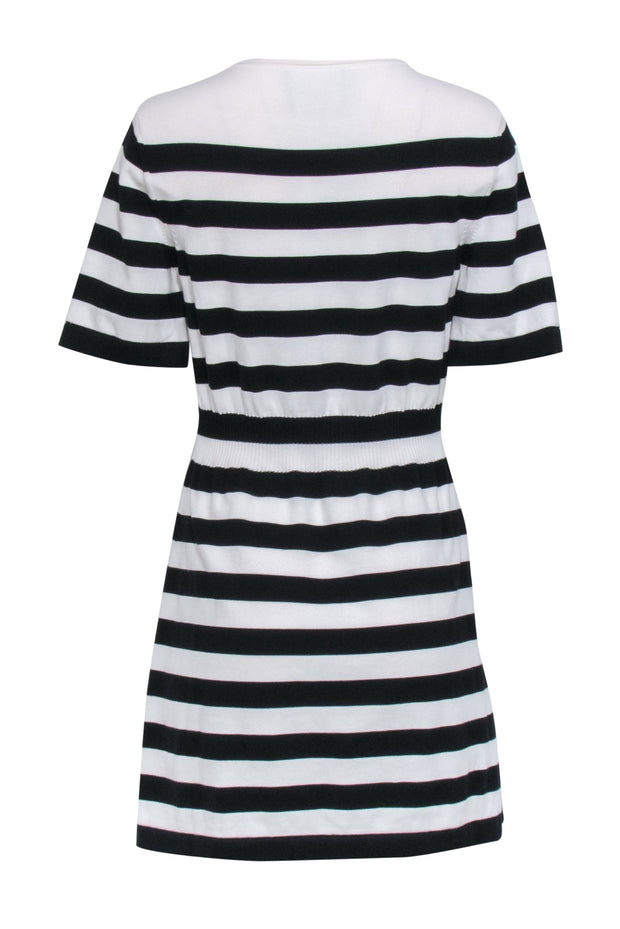 Current Boutique-Boutique Moschino - Black & White Stripe Intarsia-Knit Goat Motif Dress Sz 8