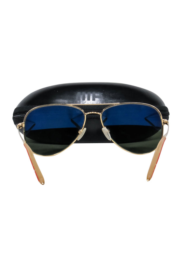 Current Boutique-Mosley Tribes - Gold Frame w/ Black Lens Aviator Sunglasses