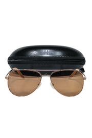 Current Boutique-Mosley Tribes - Rose Gold Aviator Frames w/ Dark Brown Lens Sunglasses