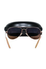 Current Boutique-Mosley Tribes - Rose Gold Aviator Frames w/ Dark Brown Lens Sunglasses