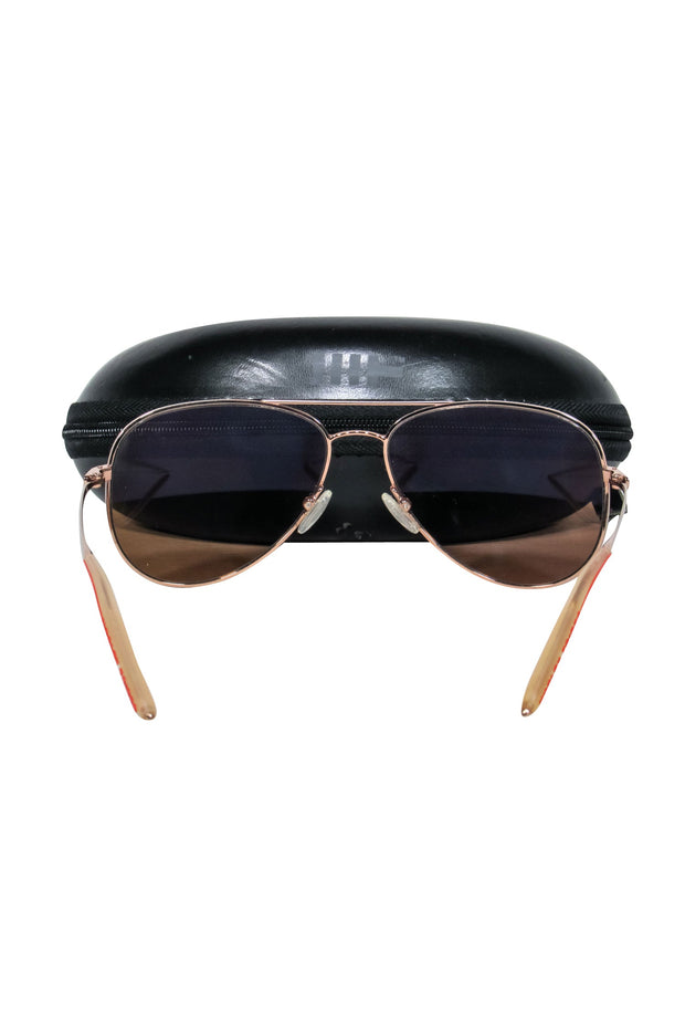 Current Boutique-Mosley Tribes - Rose Gold Aviator Frames w/ Dark Brown Lens Sunglasses