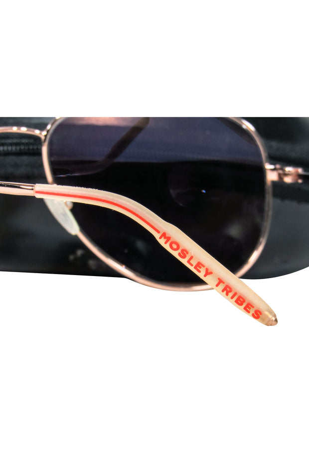 Current Boutique-Mosley Tribes - Rose Gold Aviator Frames w/ Dark Brown Lens Sunglasses