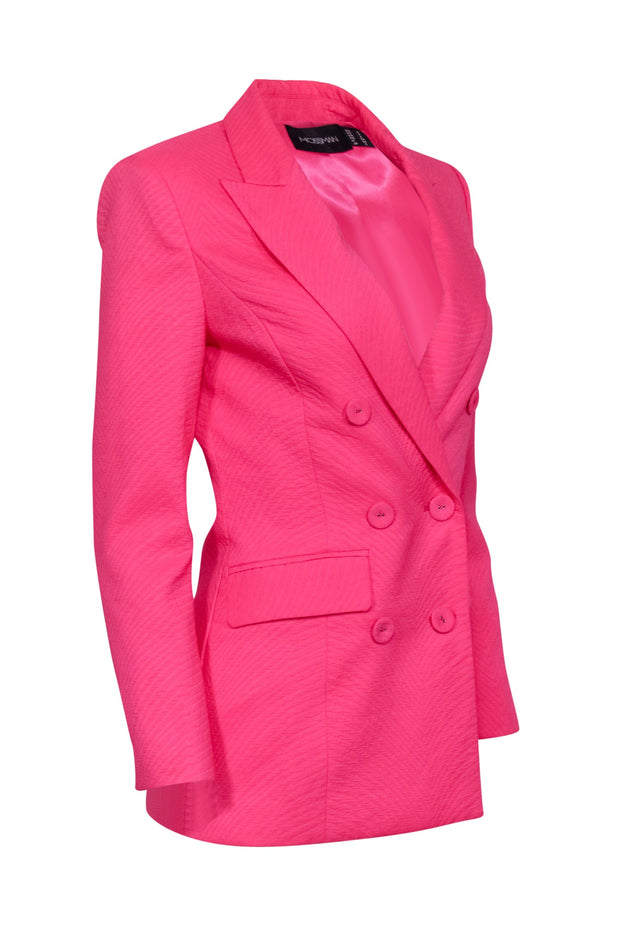 Current Boutique-Mossman - Pink Textured Double Breasted Button Blazer Sz 2