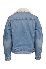 Current Boutique-MOTHER - Medium Wash Denim "Off The Grid" Sherpa Bomber Jacket Sz S
