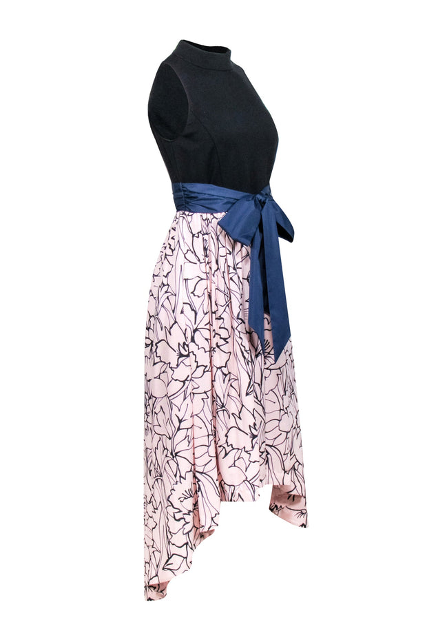 Current Boutique-Moulinette Soeurs - Pink & Black Abstract Floral Print High-Low Dress Sz 8
