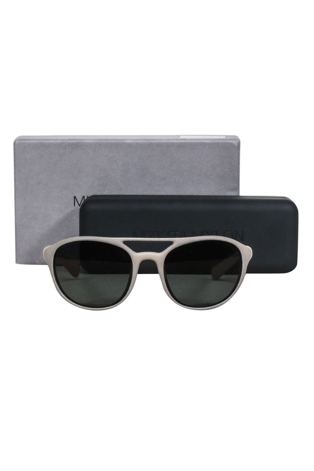 Current Boutique-Mykita - Greyish Green Rounded "Mercury" Aviator Sunglasses