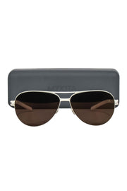Current Boutique-Mykita - Ivory Aviators w/ Bronze Reflective Lens Sunglasses
