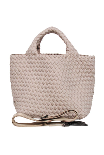 Current Boutique-Naghedi - Beige Soft Woven Top Handle Bag w/ Strap