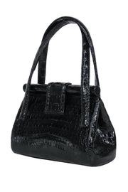 Current Boutique-Nancy Gonzalez - Black Crocodile Top Handle Shoulder Bag