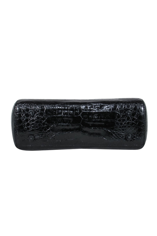 Current Boutique-Nancy Gonzalez - Black Crocodile Top Handle Shoulder Bag