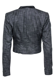Current Boutique-Nanette Lepore - Grey Cropped One Button Blazer w/ Collarless Leather Trim Sz 0