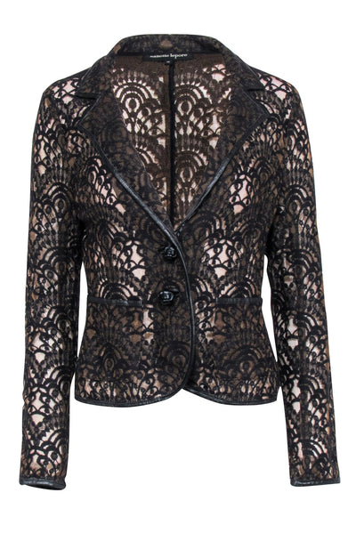 Current Boutique-Nanette Lenore - Brown & Black Lace Mesh Blazer Sz 10