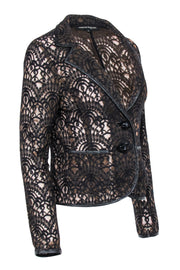 Current Boutique-Nanette Lenore - Brown & Black Lace Mesh Blazer Sz 10