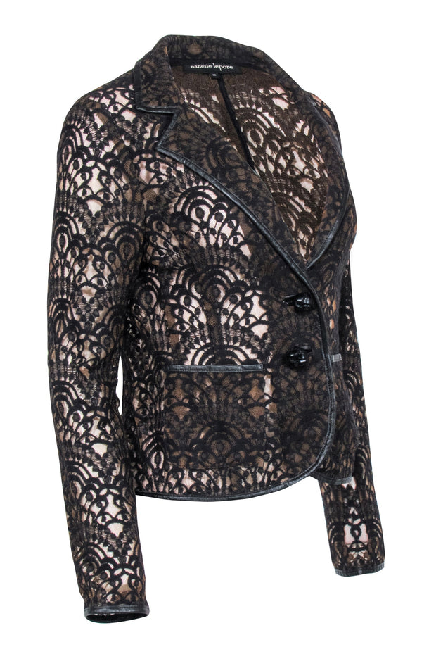 Current Boutique-Nanette Lenore - Brown & Black Lace Mesh Blazer Sz 10