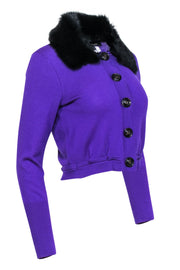 Current Boutique-Nanette Lepore - Purple Wool Sweater w/ Fur Collar Sz S