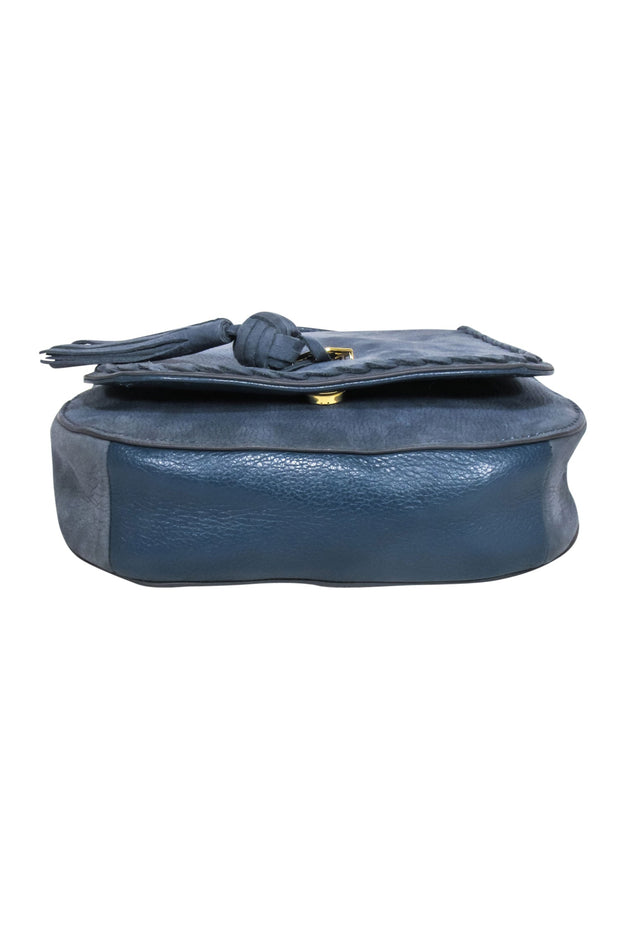 Current Boutique-Nanette Lepore - Denim Blue Pebbled Leather "Santa Ana" Crossbody Bag