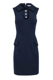 Current Boutique-Nanette Lepore - Navy Blue Dress w/ Ruffle Trim Sz 4