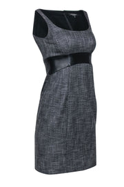 Current Boutique-Nanette Lepore - Sleeveless Charcoal Grey Sheath Midi Dress w/ Leather Waist Sz 0